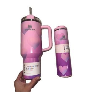 Stanley Valentine Hearts Bundle 40oz Quencher H2.0 + Flip Top Mug Pink Target